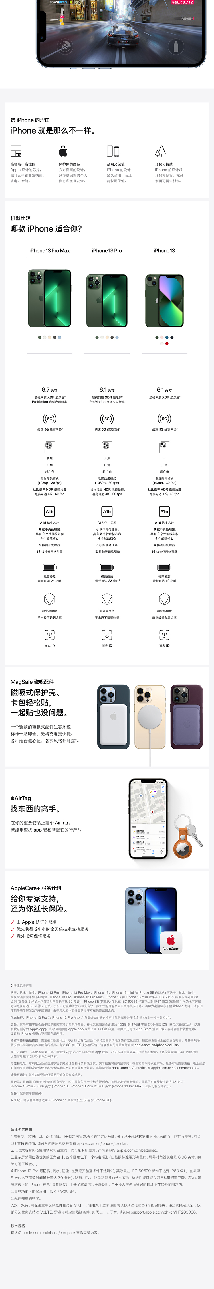 Apple iPhone 13 Pro Max (A2644) 128GB 支持移动联通电信5G 双卡双待手机
