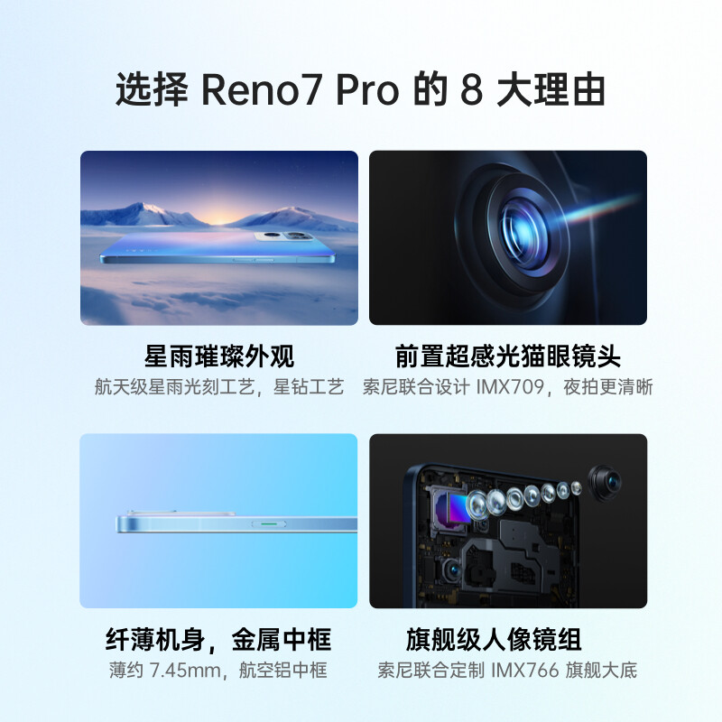 OPPO Reno7 Pro 5000万IMX766旗舰主摄 天玑1200-Max旗舰芯片 65W超级闪充 5G手机